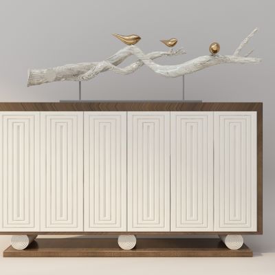 中式装饰柜玄关柜树枝鸟