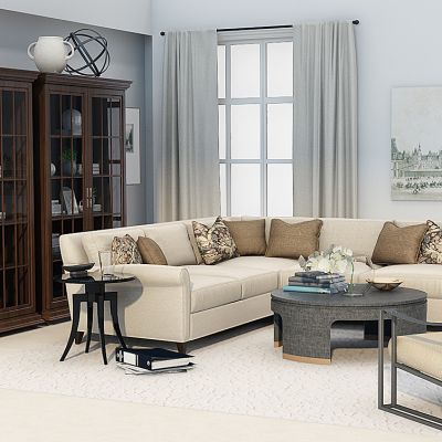 美式沙发茶几边几书柜组合