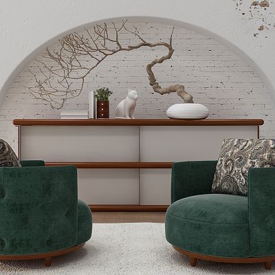 现代单人沙发装饰柜摆件