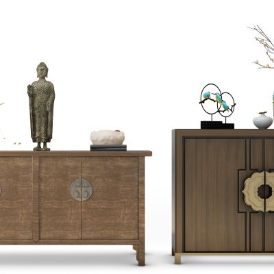 中式装饰柜玄关柜佛像摆件