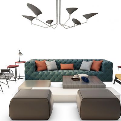 简欧沙发茶几墩凳