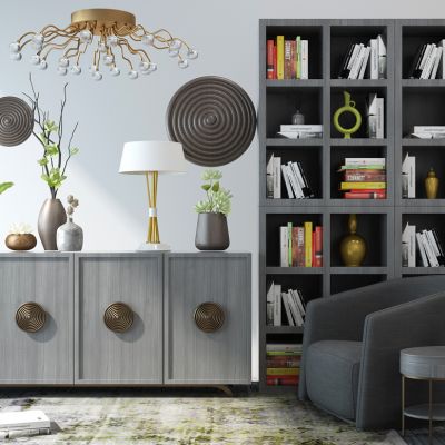 北欧柜子装饰柜吸顶灯摆件