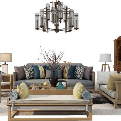 中式沙发茶几榻佛龛