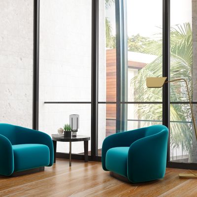 现代单人沙发茶几落地灯组合