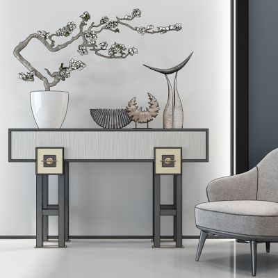 新中式玄关柜休闲椅