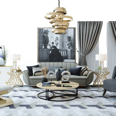 现代沙发组合电视柜