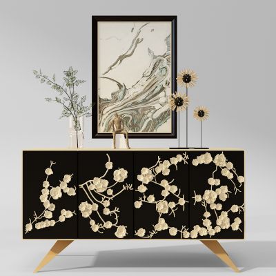 新中式装饰柜梅花浮雕玄关柜