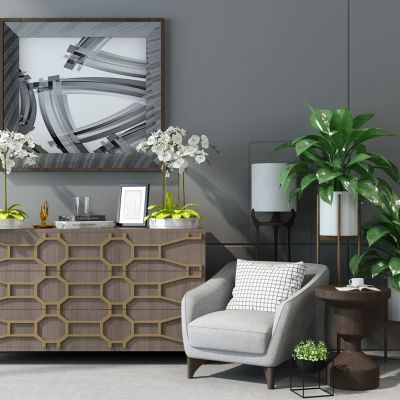 北欧边柜休闲椅组合