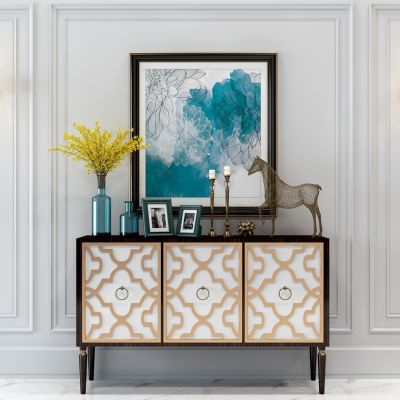 简欧式美式玄关柜餐边柜骏马铁艺雕塑摆件