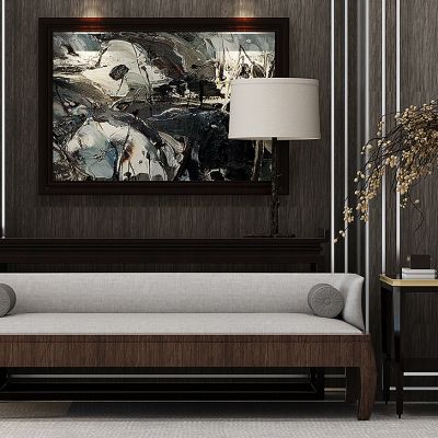 新中式客厅沙发陈设品花瓶组合