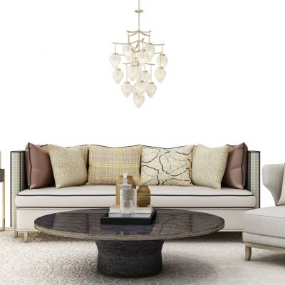 现代中式沙发茶几组合