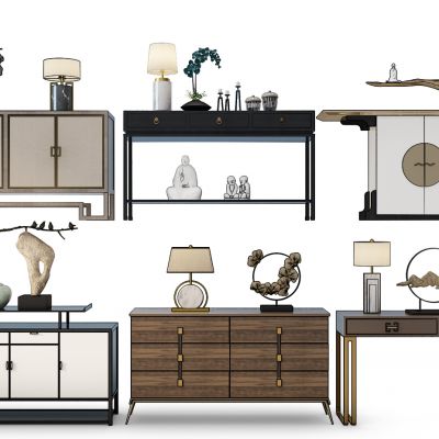 新中式装饰柜摆件组合