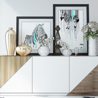 现代边柜斗柜装饰品组合