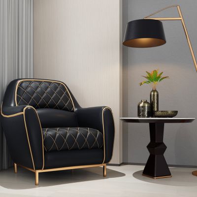 现代轻奢简欧式单人沙发边几落地灯