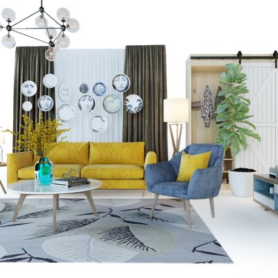 现代沙发电视柜.