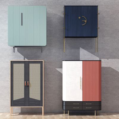 现代简欧轻奢边柜组合