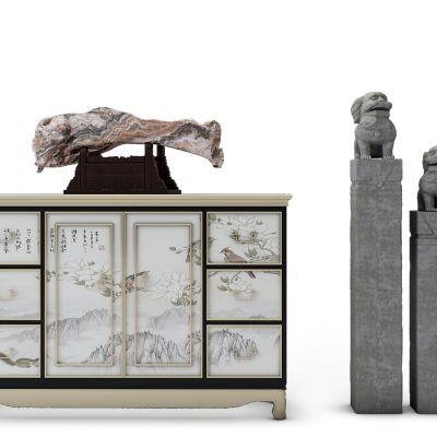 中式玄关柜石狮子