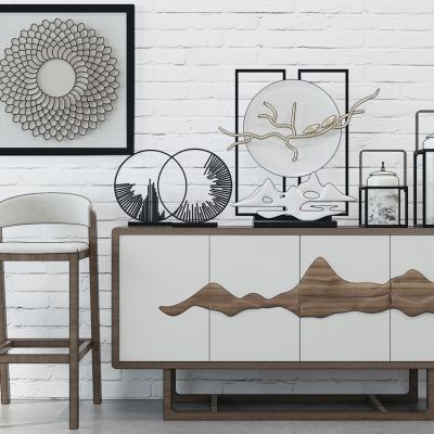 新中式玄关柜摆饰组合