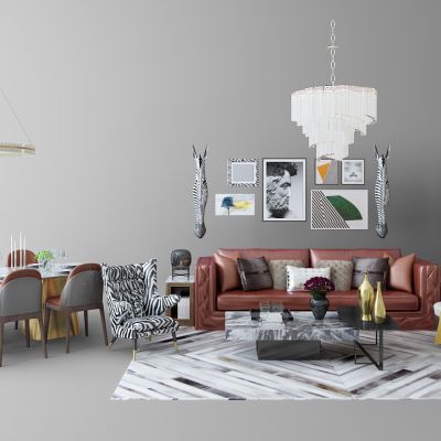 现代餐桌椅沙发组合电视柜