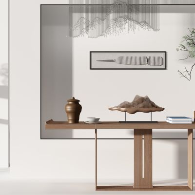 新中式水晶吊灯植物摆件花架摆台