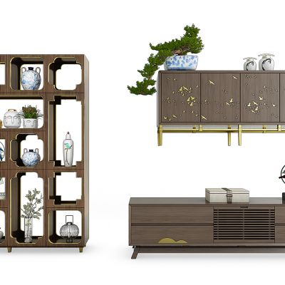 新中式柜子陈设组合