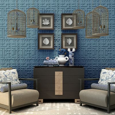 中式装饰柜休闲椅摆件鸟笼挂画