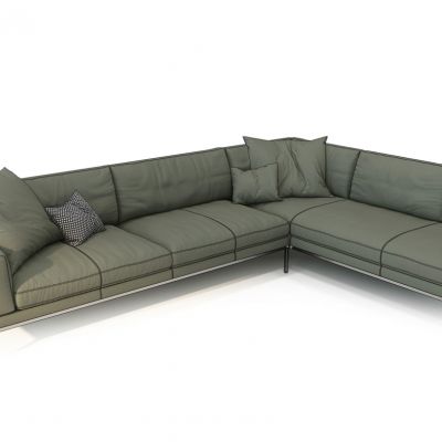 现代布艺转角多人沙发
