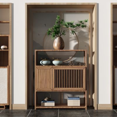 新中式装饰架柜花瓶竹简饰品