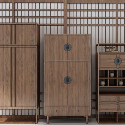 新中式高柜书柜装饰柜