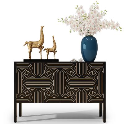 新中式装饰柜马雕塑花瓶