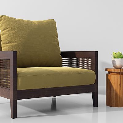 新中式东南亚休闲椅单体沙发边几