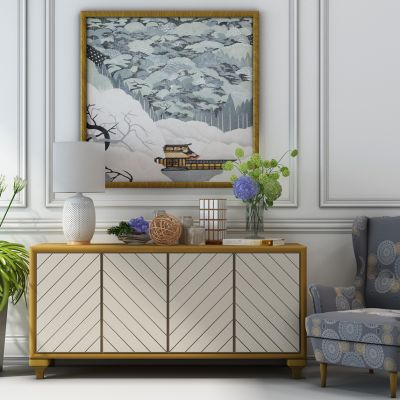 简欧式端景柜休闲椅沙发台灯组合