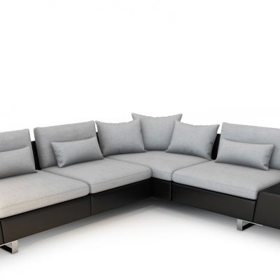 现代布艺转角多人沙发