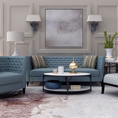 美式客美式沙发茶几壁灯组合