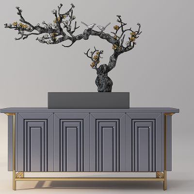 新中式玄关柜装饰柜盆景