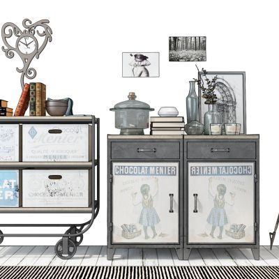 工业风边柜装饰柜落地灯