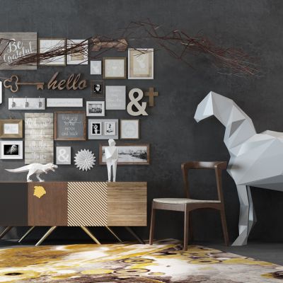 北欧装饰柜墙饰挂画