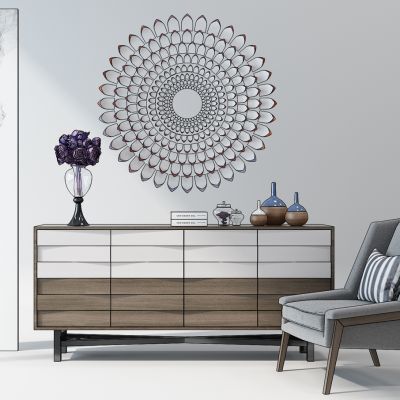 现代边柜单椅休闲椅挂饰组合