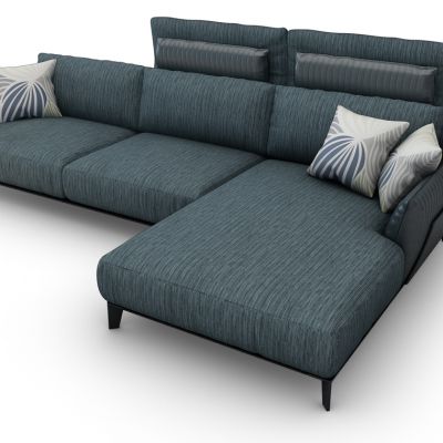 现代布艺多人转角沙发