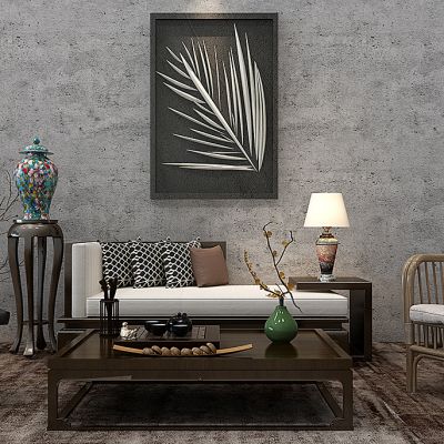 新中式沙发茶几户外椅花架将军罐陶罐干支