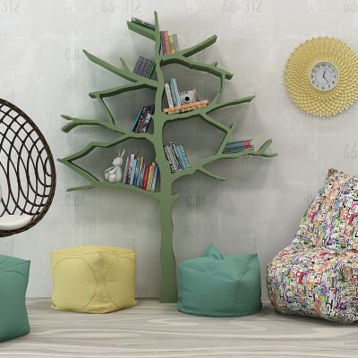 Loft软体沙发懒人沙发树形书架吊椅组合