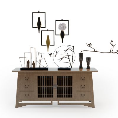 中式玄关柜及饰品