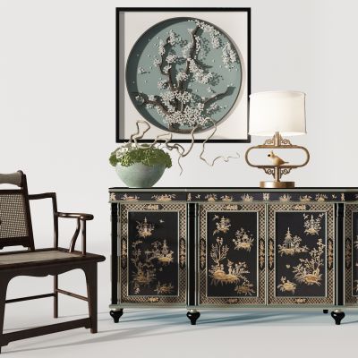 美式装饰柜椅子立体挂画台灯