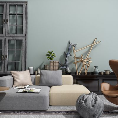 现代布艺沙发窗户