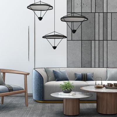 新中式沙发椅子茶几组合