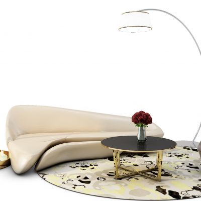 现代沙发茶几组合人物雕塑