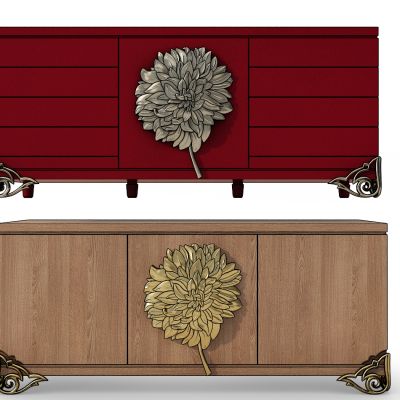 新中式装饰柜菊花把手