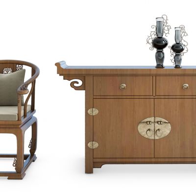 中式玄关柜组合圈椅