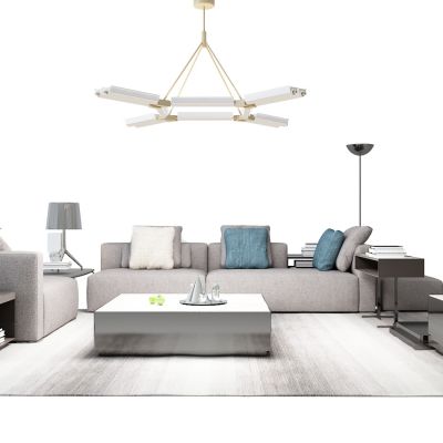 现代沙发电视柜吊灯组合