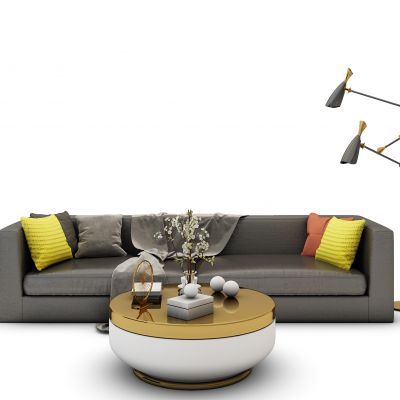 现代沙发茶几组合落地灯